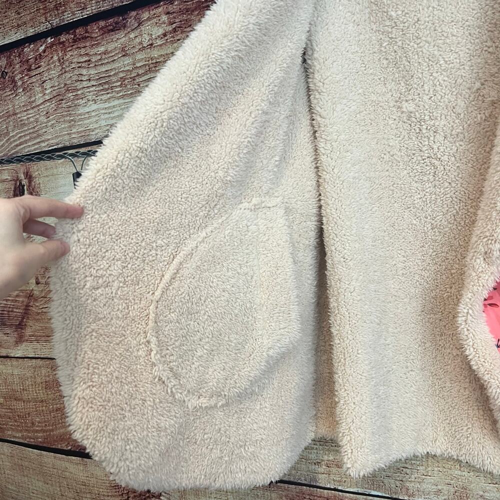 Urban Outfitters Inspired Beatriz Fuzzy Reversible Coat Jacket L Floral Fleece - Picture 6 of 11